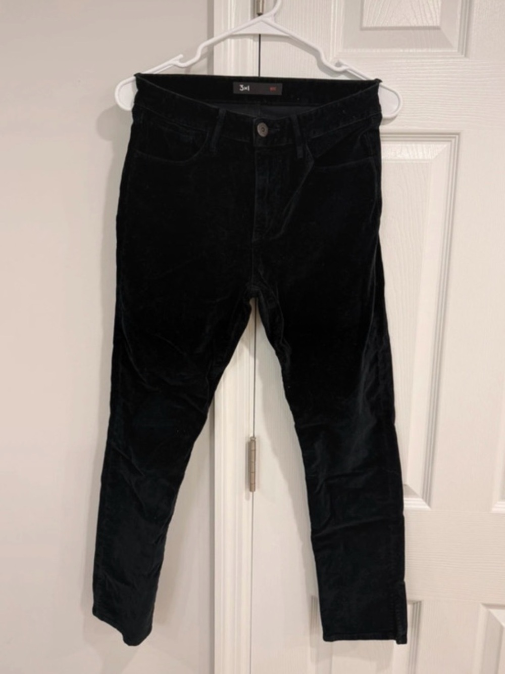3x1 Women Velvet Black Pants